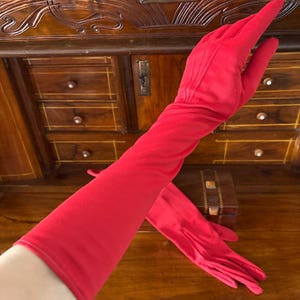 Vintage 50s red nylon gloves/size 7
