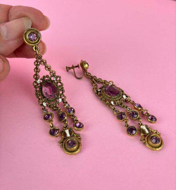 Antique Renaissance Revival chandelier earrings w… - image 4