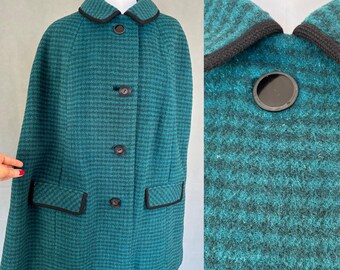 Vintage 1970s Black Tweed Poncho - Etsy Vintage 1970s Black Tweed Poncho - Etsy