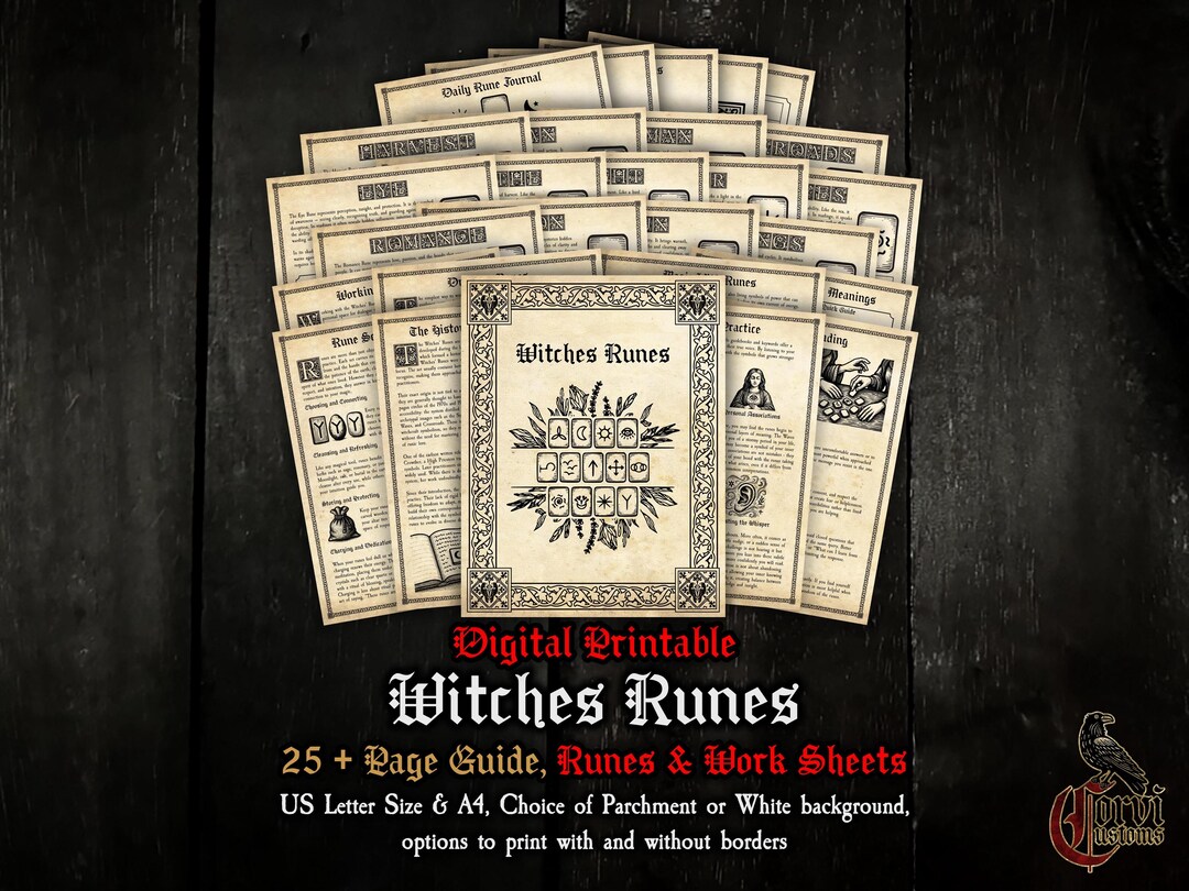 Witches Runes - Printable Guide & Worksheets Digital Printable Book of ...