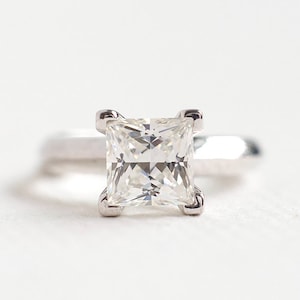 Princess Cut Engagement Ring 2ct - Sterling Silver Wedding Ring - Birthday Ring - Cubic Zirconia Solitaire ring - CZ Diamond Ring - A24
