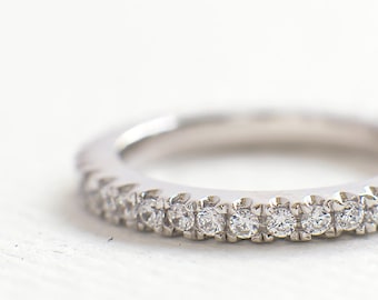 2mm Full Eternity Trouwring - CZ Diamond Band - Dunne Trouwring - Sterling Zilveren Stapelring - Micro Pave Verlovingsring