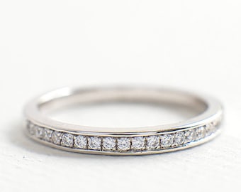 Half Eternity Wedding Bridal BandUnique Engagement RingGift For HerFancy Promise Rings1.00 CT Round Diamond925 Silver14K White Gold