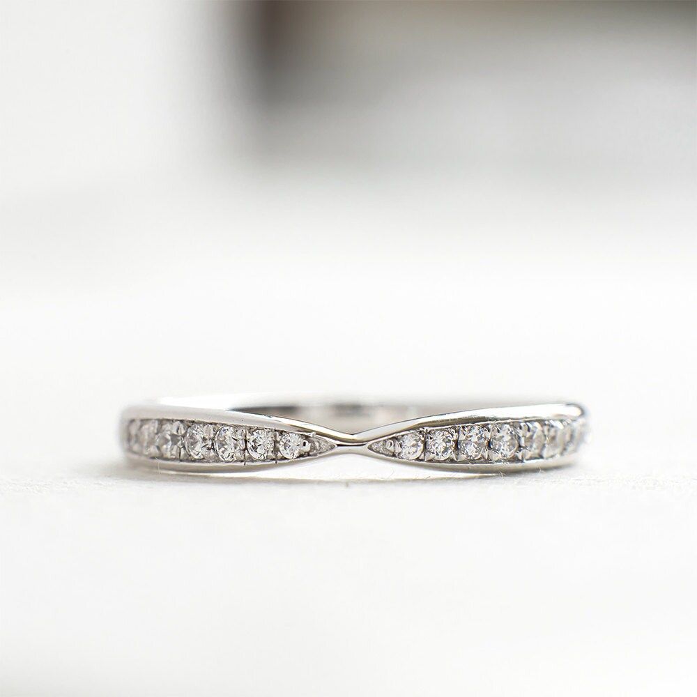 Unique Wedding Band - Half Eternity Band - Sterling Silver Curve Band…
