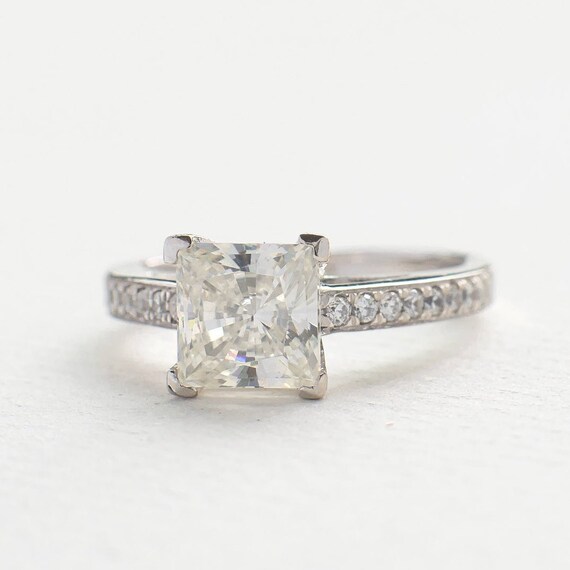 Princess Cut Engagement Ring Square Cut Cubic Zirconia Ring | Etsy