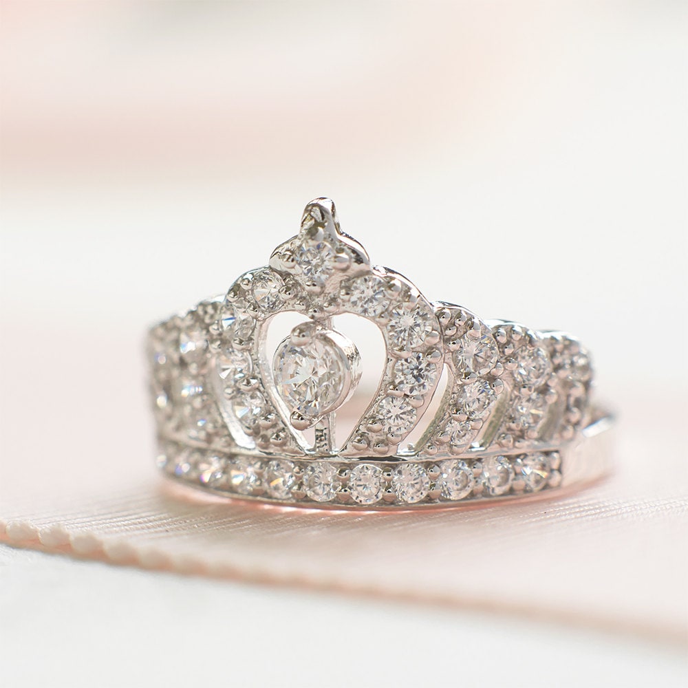 Sterling Silver Crown Ring Princess Ring Rose Gold Tiara | Etsy