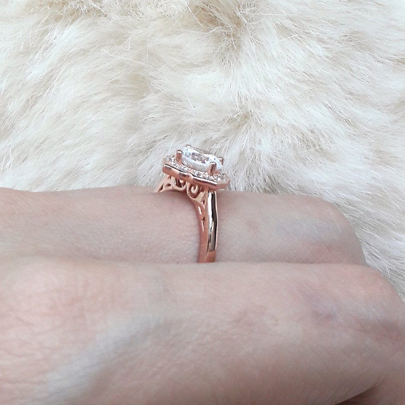 Rose Gold Promise Ring Unique Engagement Ring Vintage Etsy
