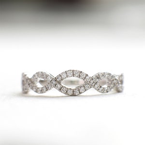 Art Deco Wedding Band - Micro Pave Ring - Simple Wedding Ring - Silver Half Eternity Band - Silver Antique Ring