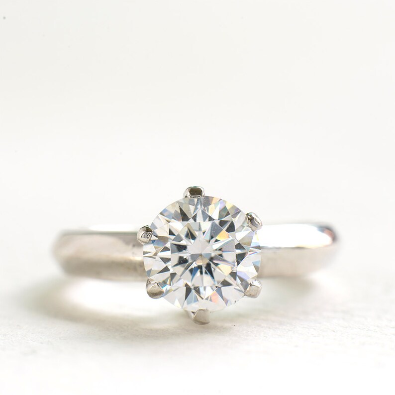 Cubic Zirconia Engagement Ring 1.5 Carat Sterling Silver Etsy