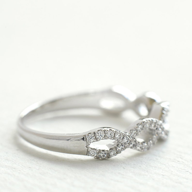 Simple Wedding Ring Silver Antique Ring Art Deco Wedding Band Silver Half Eternity Band Micro Pave Ring
