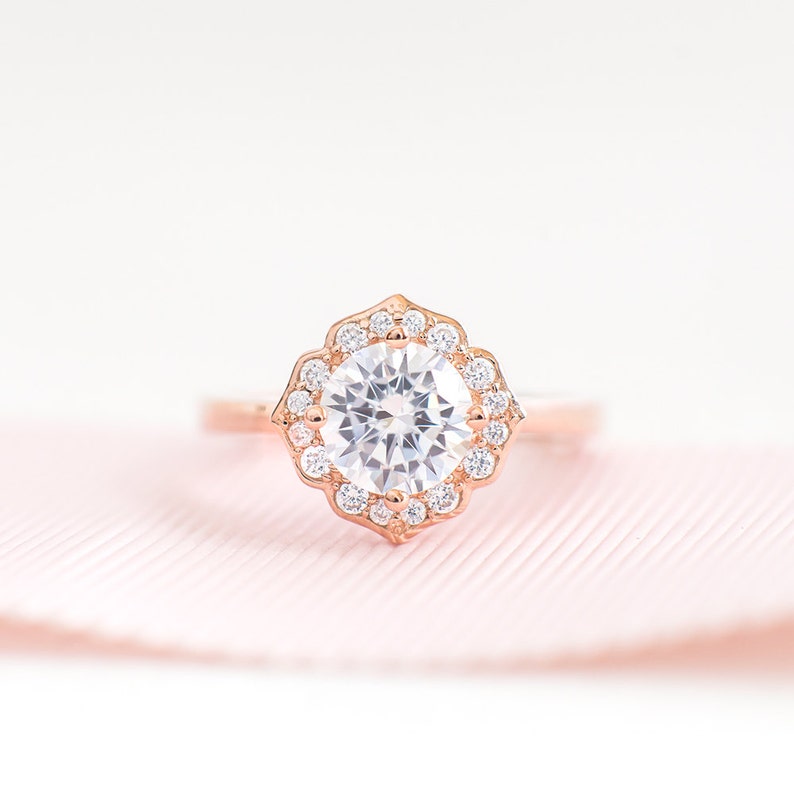 Rose Gold Promise Ring Unique Engagement Ring Vintage Etsy