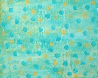 paste paper for album srapbooking or handmade boxes, 19,5x27,3", "KP19-2 in teal and yellow dots"