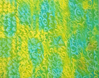 paste paper for album srapbooking or handmade boxes, 19,5x27,3", "KP19-14 in light green on teal/yellow"
