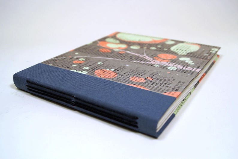 Small hand-bound notebook with marbled cover