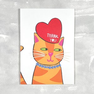 Carte de remerciement pour un amoureux des chats - Du fond du coeur - Orange Kitty - Ginger Cat - Crazy Cat Lady