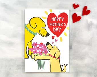 Yellow Dog Lover Mother's Day Card - Sweet Mother's Day Greeting Card - Yellow Lab - Golden Retriever Owner