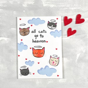 Carte de sympathie pour chat, chat orange, minou blanc, chat noir, tigré, chat noir et blanc, smoking, tous les chats vont au paradis, carte de voeux Tatutina
