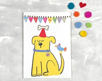 Cute Dog Birthday Card  - Golden Retriever - Yellow Labrador - Funny Dog Card - Little Birdie Told Me