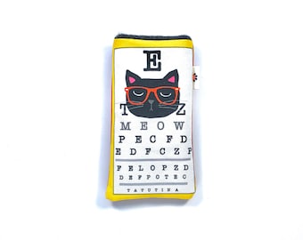 Cat Lover Eyeglass Case, Black Kitty, Readers, Sunglass Case, Cat Lady Gift