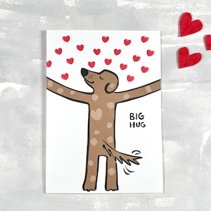 Big Hug-wenskaart - liefdeskaart - bruine hond - Valentijnsdag - mis je - Love & Kisses