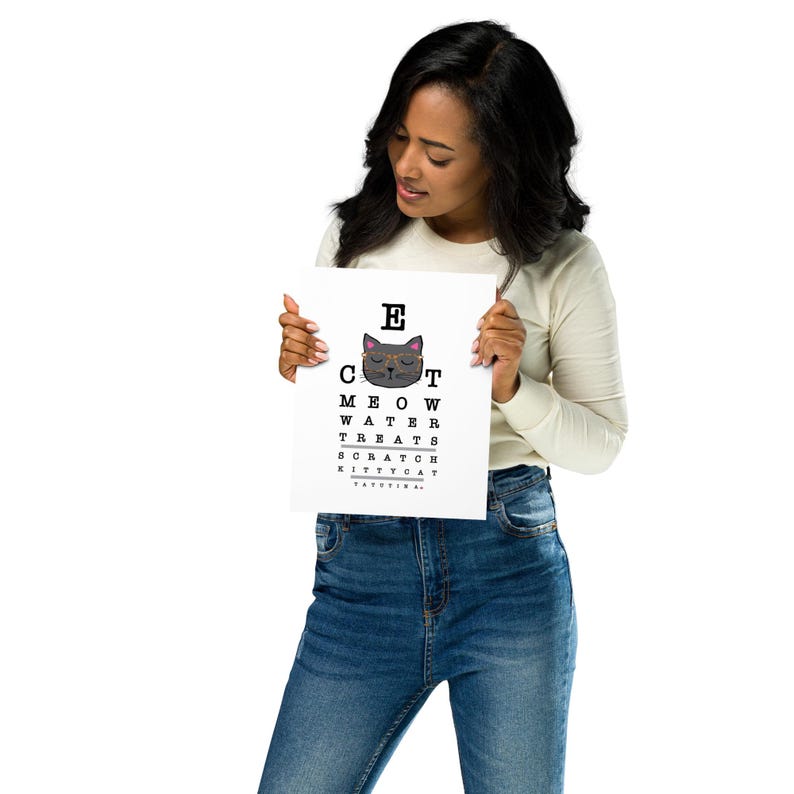 Funny Cat Art Print: Black Cat Eye Chart, Optometrist Gift - Etsy