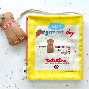 Soft Baby Book Gus's Grrreat Day Dog Lover Baby Gift Organic Cotton Fabric Interactive Toddler Toy Baby Shower Gift image 8