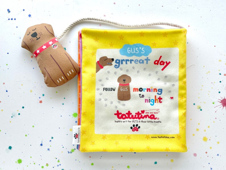 Soft Baby Book Gus's Grrreat Day Dog Lover Baby Gift Organic Cotton Fabric Interactive Toddler Toy Baby Shower Gift image 8