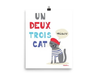 Franse kattenprint: kunst aan de muur kinderkamer, kunstwerken