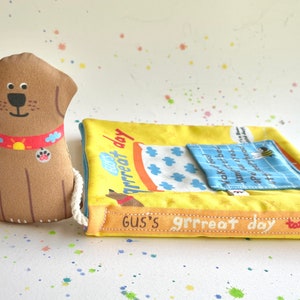 Soft Baby Book Gus's Grrreat Day Dog Lover Baby Gift Organic Cotton Fabric Interactive Toddler Toy Baby Shower Gift image 9