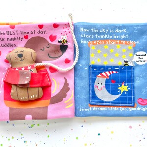 Soft Baby Book Gus's Grrreat Day Dog Lover Baby Gift Organic Cotton Fabric Interactive Toddler Toy Baby Shower Gift image 6