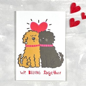 Carte de voeux d'amour - Nous appartenons ensemble - Griffonnages dorés - Saint Valentin - carte Je t'aime - carte d'anniversaire