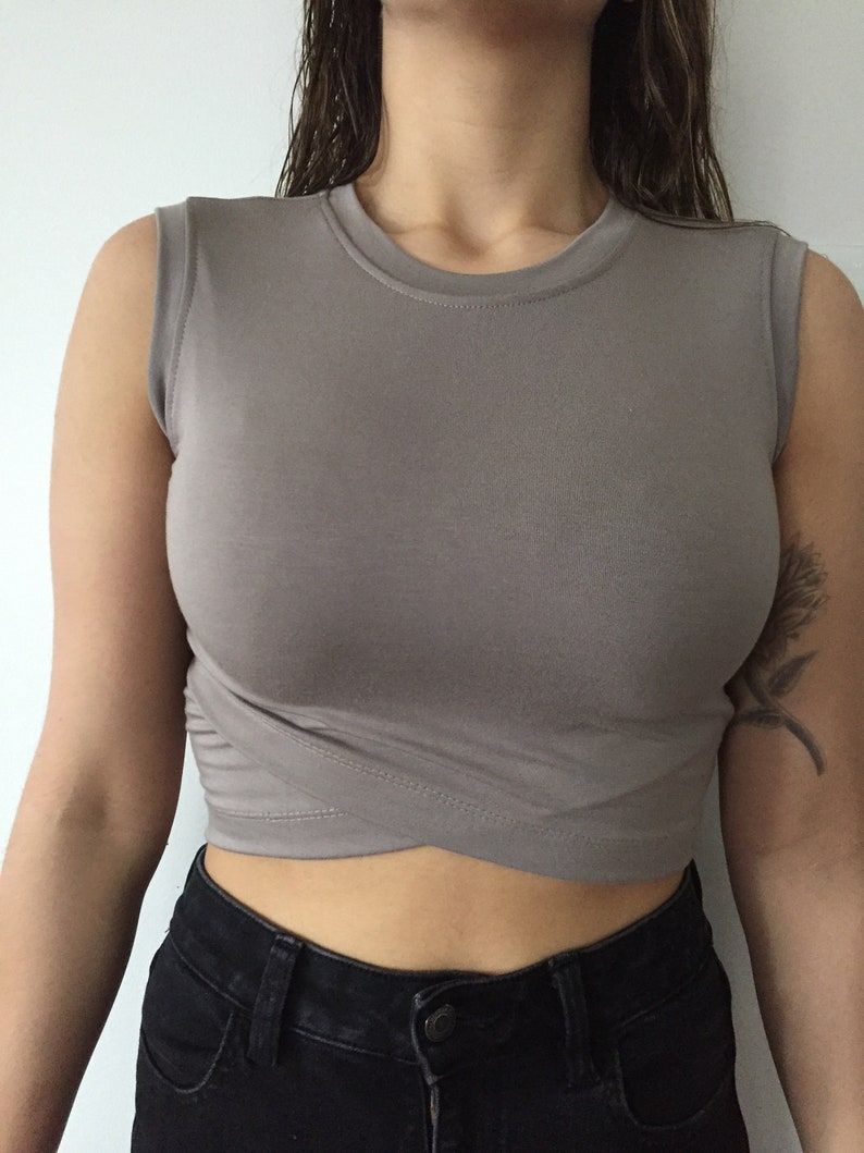 Fitted Crop Top Sleeveless Cropped Tees Tank Top | Etsy