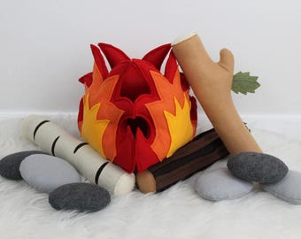 Play Campfire, Felt Campfire, Toy Campfire, Pretend Campfire, Campfire Play Set, Tee-pee Toys, Tents, Felt Food, Camping Party, Photo Prop