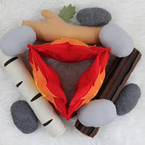 Play Campfire, Felt Campfire, Toy Campfire, Pretend Campfire, Campfire Play Set, Tee-pee Toys, Tents, Felt Food, Camping Party, Photo Prop image 3