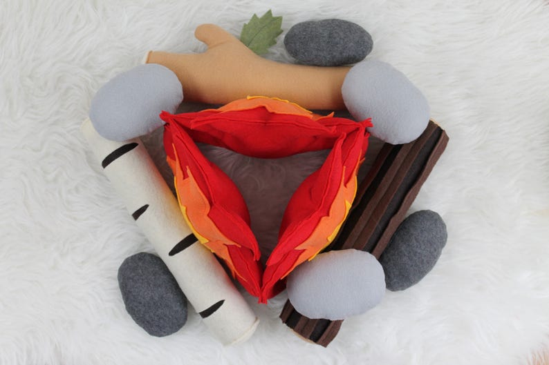 Play Campfire, Felt Campfire, Toy Campfire, Pretend Campfire, Campfire Play Set, Tee-pee Toys, Tents, Felt Food, Camping Party, Photo Prop image 3