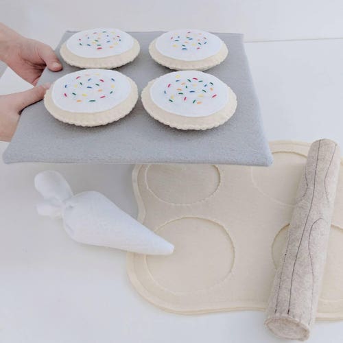 Felt Cookie Felt Play Food Sugar Cookie 8 Piece Baking Play Etsy