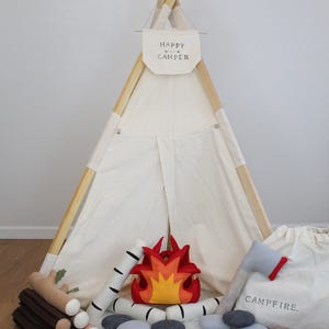 Play Campfire, Felt Campfire, Toy Campfire, Pretend Campfire, Campfire Play Set, Tee-pee Toys, Tents, Felt Food, Camping Party, Photo Prop image 5