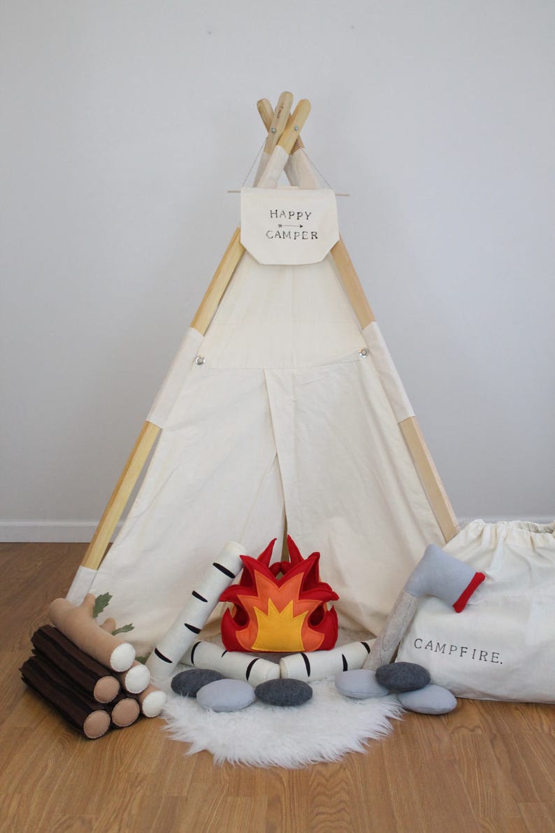 Play Campfire, Felt Campfire, Toy Campfire, Pretend Campfire, Campfire Play Set, Tee-pee Toys, Tents, Felt Food, Camping Party, Photo Prop image 5