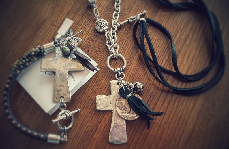 Convertible Pewter Cross Necklace