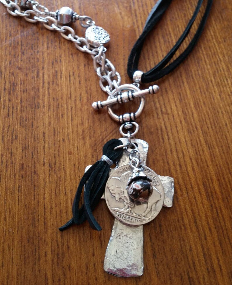 Convertible Pewter Cross Necklace