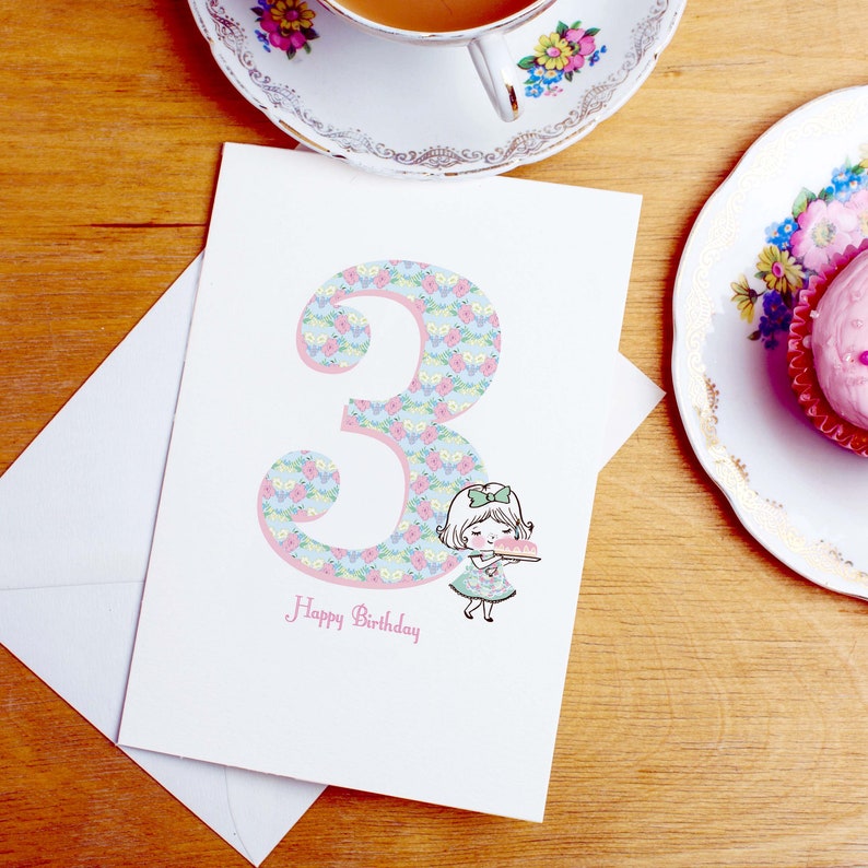 Girls 3rd Birthday Card 3 Today Card Little Girls 3rd - Etsy UK