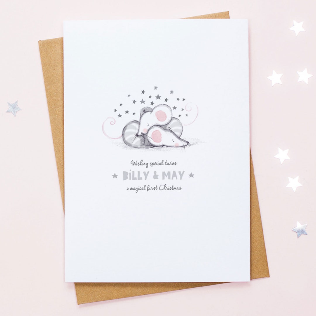 Personalised Twin's First Christmas Card - Etsy UK