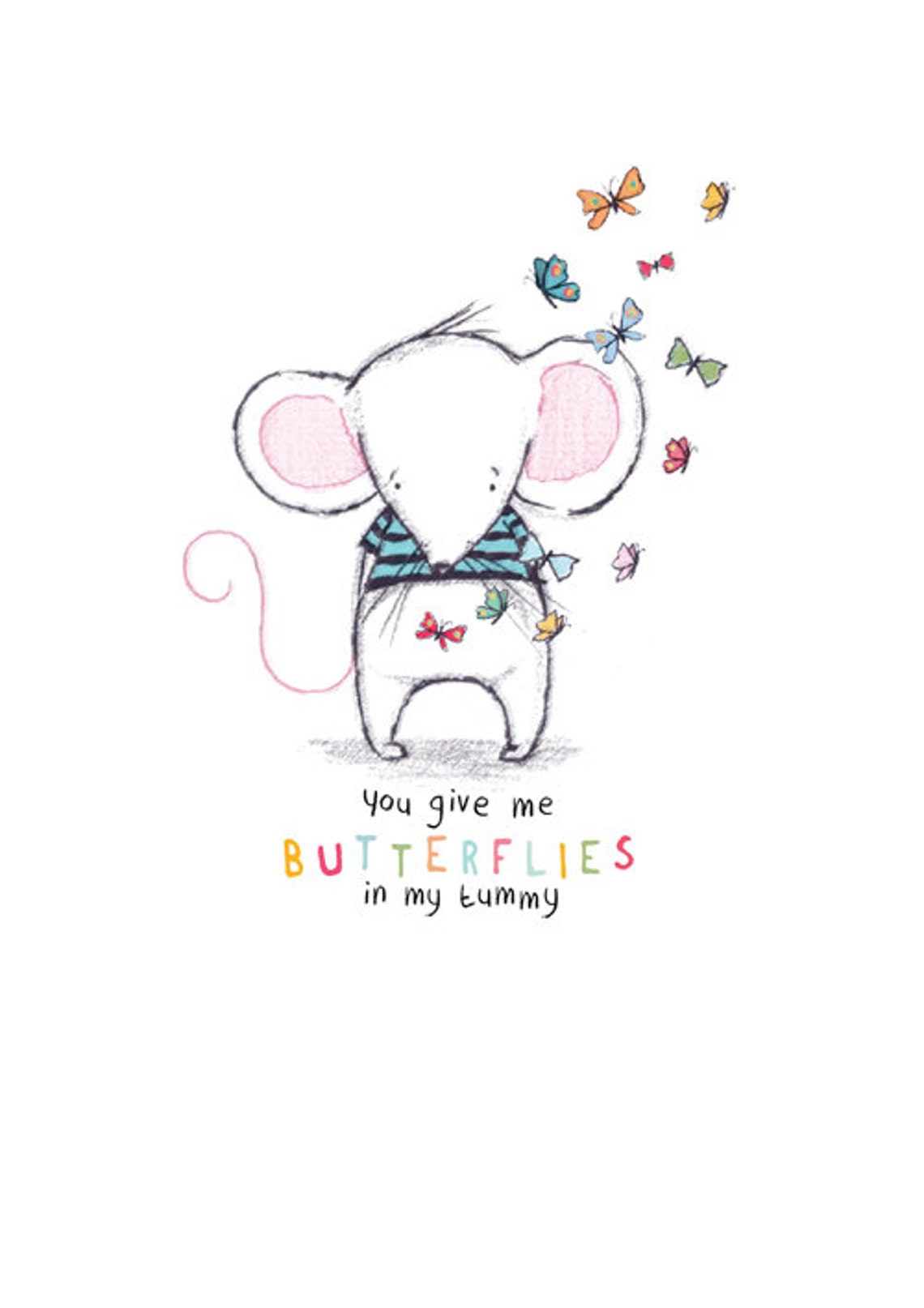 I Love You Card Butterflies in Tummy Card Butterflies Card Etsy