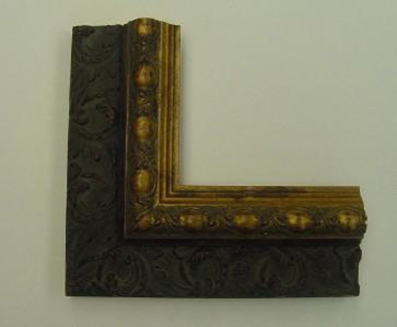 Antique Walnut Look Picture Frame Chop Old Gold Trim You Image 0