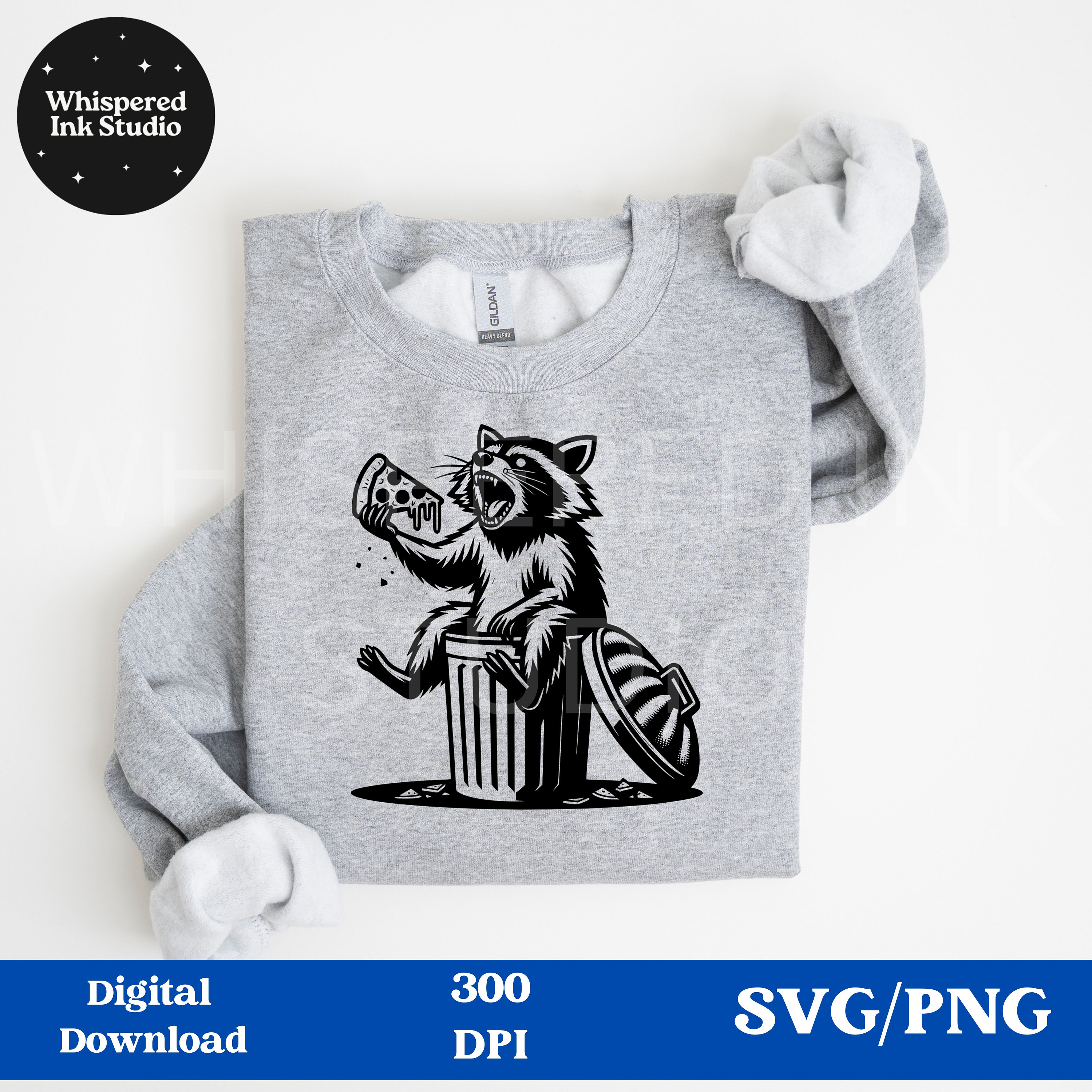 Raccoon SVG, Raccoon Clipart, Raccoon Eating Pizza Digital Art, Trash ...