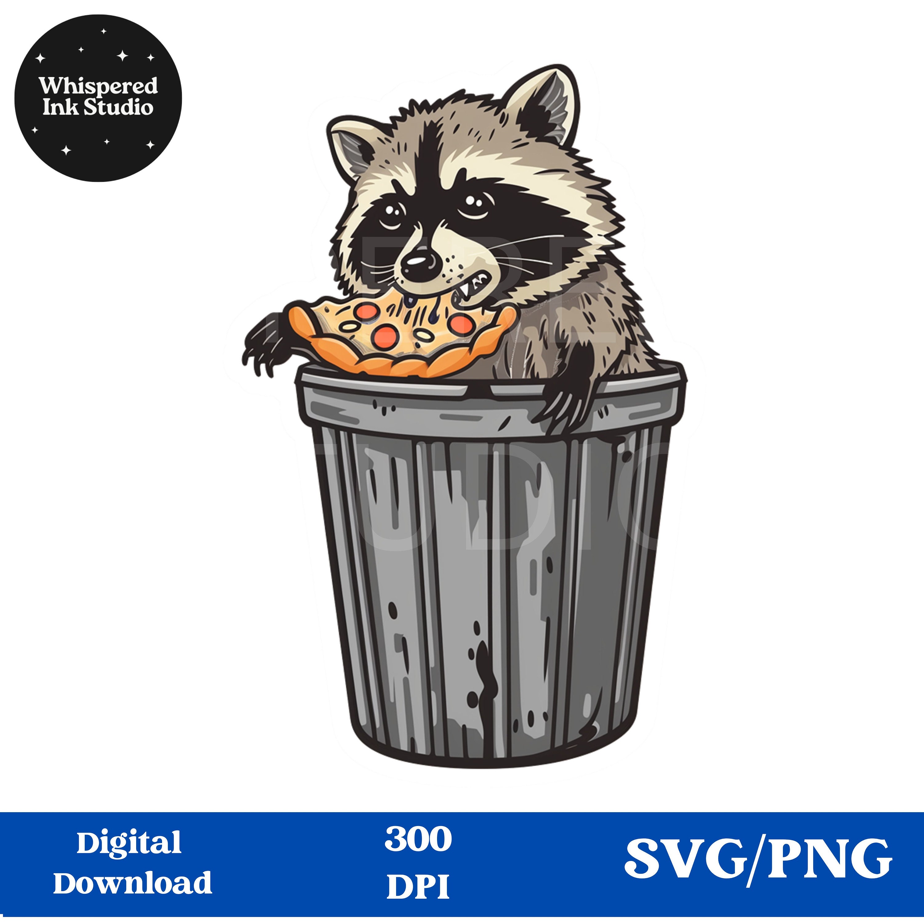 Raccoon SVG, Raccoon Clipart, Raccoon Eating Pizza Digital Art, Trash ...