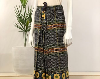 vintage graphic pop art flower print wrap split skirt palazzo lounge hostess pants 60s