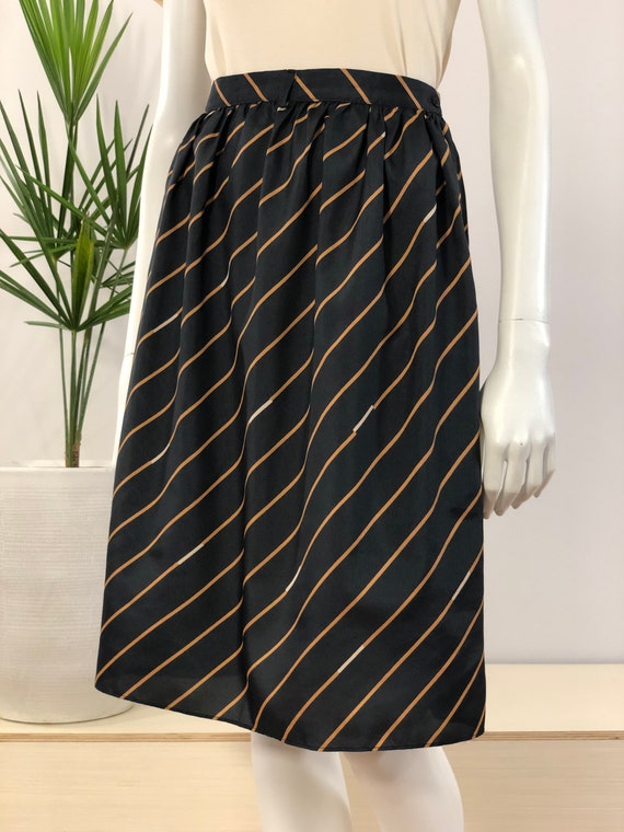 vintage graphic black diagonal striped skirt 70s - image 2