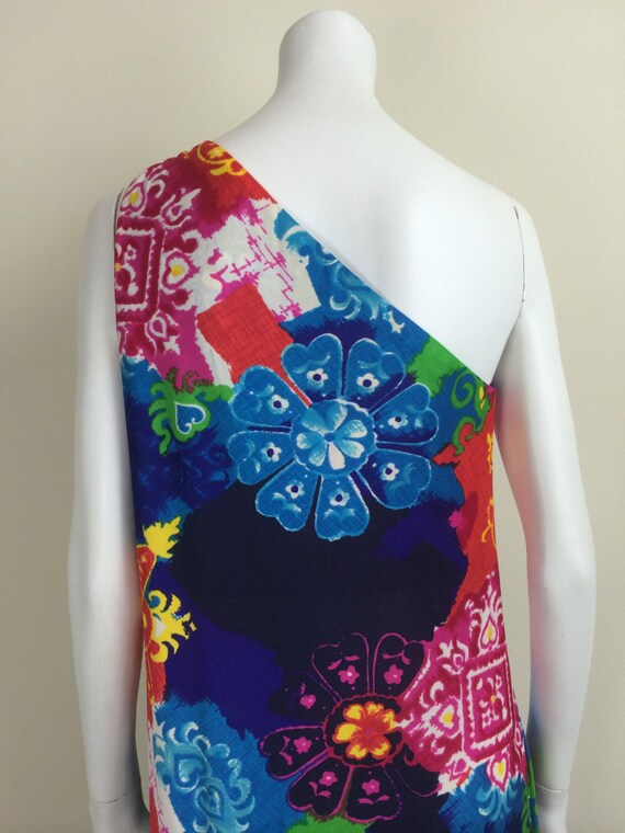 vintage Anne Fogarty vibrant batik patterned asym… - image 4