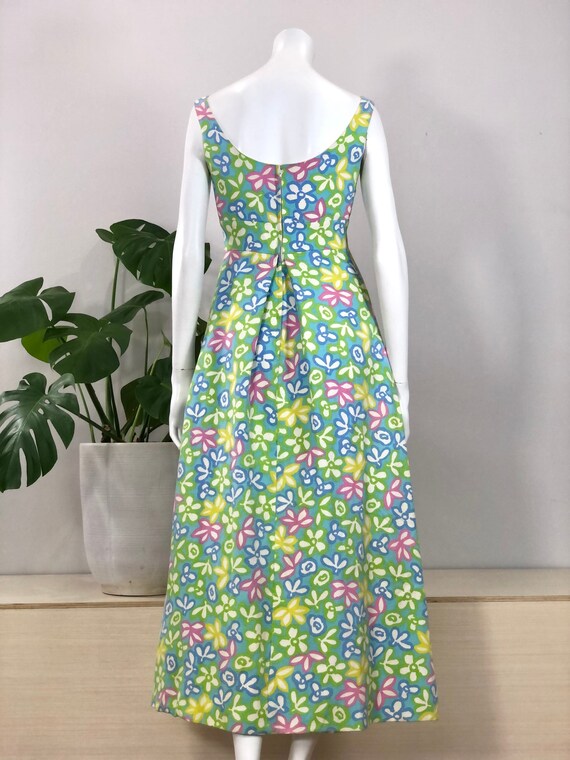 vintage bright pastel flower mod print cotton piq… - image 6